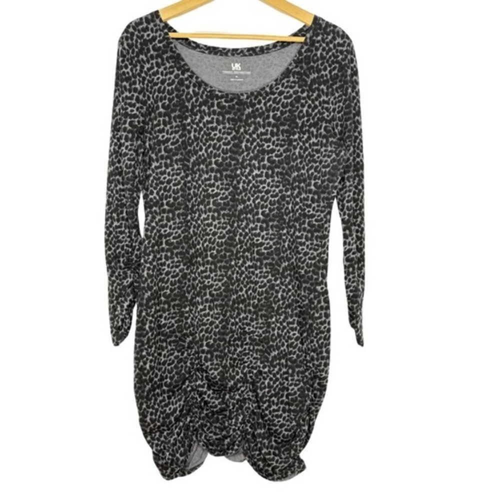 French Connection Womens Bodycon Ruched Mini‎ Dress Sz XL Leopard Print Mob Wife
